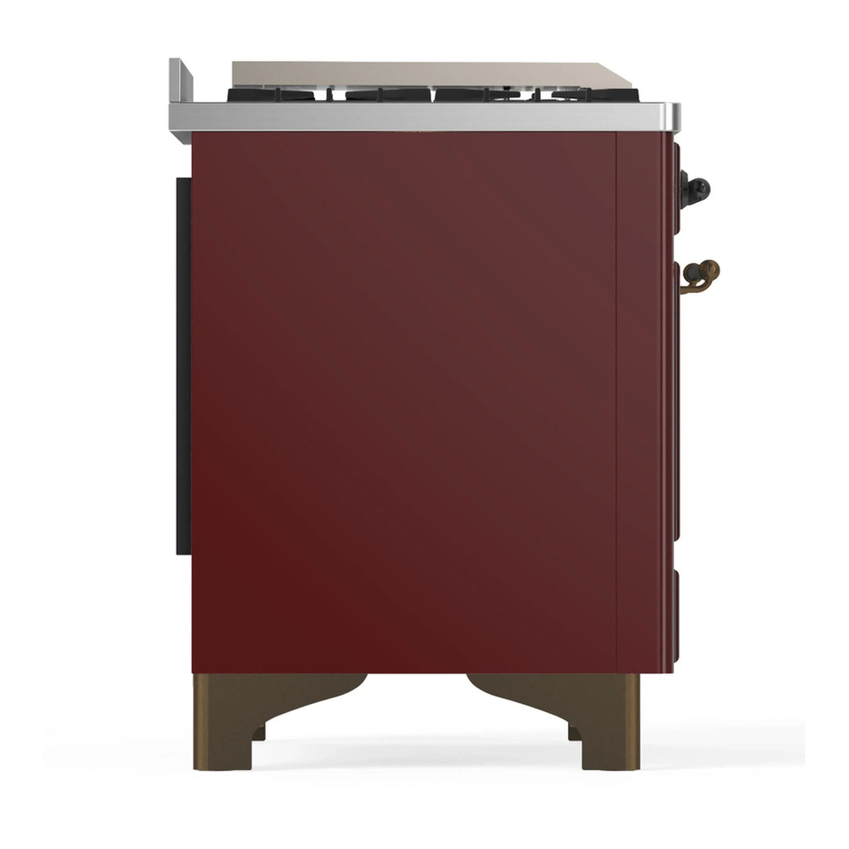 ILVE Majestic III 36-inch Dual Fuel Range with 5 Liquid Propane Burner, Griddle and Solid Door Electric Oven in Burgundy with Burnished Trim (UM36FQNR3BUBLP)