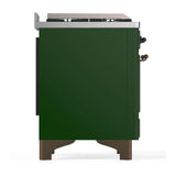 ILVE Majestic III 36-inch Dual Fuel Range with 6 Natural Gas Burner, Griddle and Solid Door Electric Oven in Emerald Green with Burnished Trim (UM36FQNR3EGB)