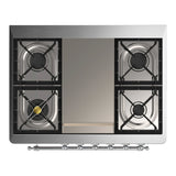 ILVE Majestic III 36-inch Dual Fuel Range with 5 Liquid Propane Burner, Griddle and Solid Door Electric Oven in Emerald Green with Chrome Trim (UM36FQNR3EGCLP)