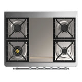 ILVE Majestic III 36-inch Dual Fuel Range with 6 Natural Gas Burner, Griddle and Solid Door Electric Oven in Midnight Blue with Chrome Trim (UM36FQNR3MBC)