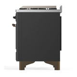 ILVE Majestic III 36-inch Dual Fuel Range with 5 Liquid Propane Burner, Griddle and Solid Door Electric Oven in Graphite Matte with Burnished Trim (UM36FQNR3MGBLP)