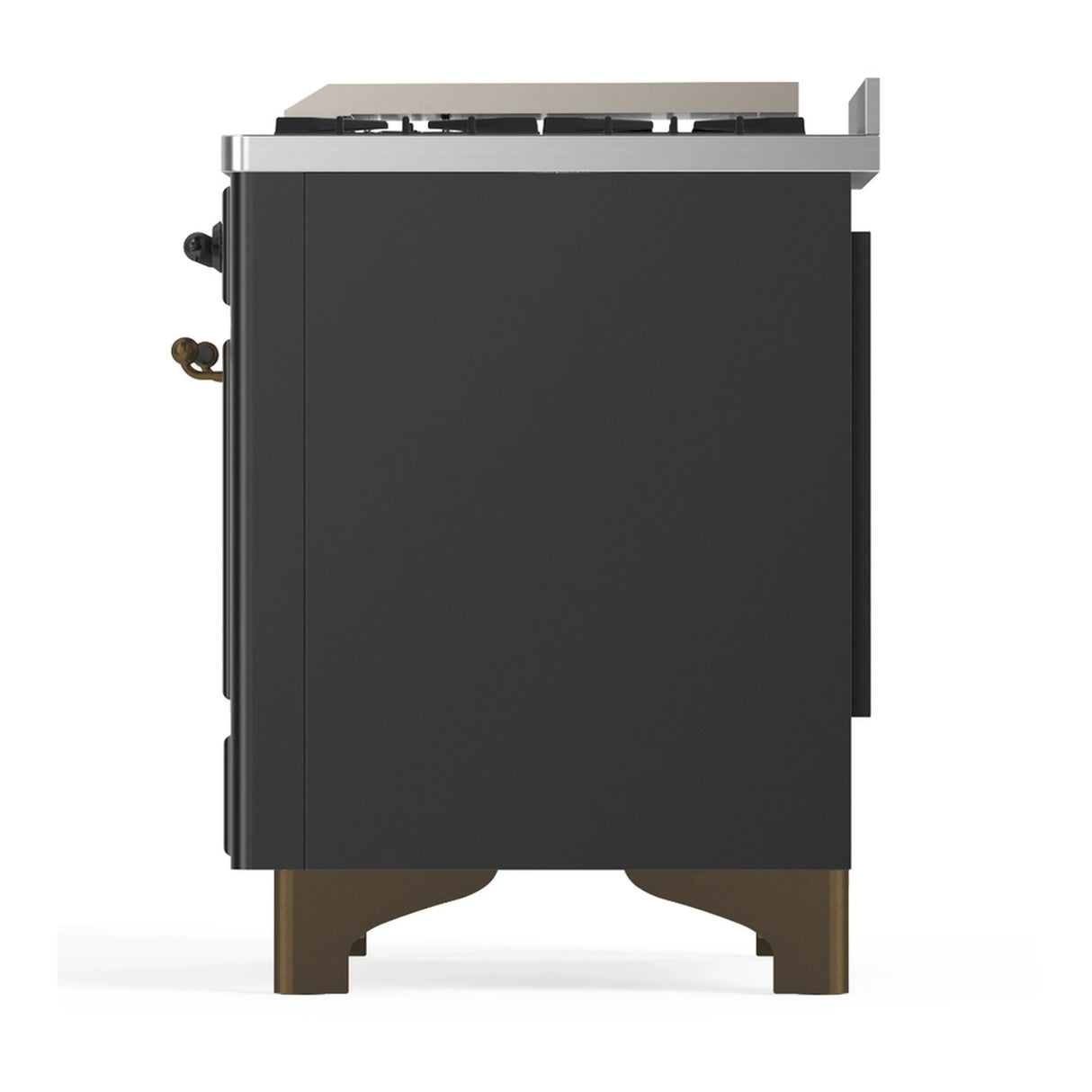 ILVE Majestic III 36-inch Dual Fuel Range with 6 Natural Gas Burner, Griddle and Solid Door Electric Oven in Graphite Matte with Burnished Trim (UM36FQNR3MGB)