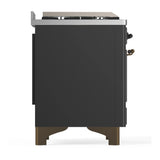 ILVE Majestic III 36-inch Dual Fuel Range with 5 Liquid Propane Burner, Griddle and Solid Door Electric Oven in Graphite Matte with Burnished Trim (UM36FQNR3MGBLP)