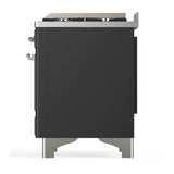 ILVE Majestic III 36-inch Dual Fuel Range with 5 Liquid Propane Burner, Griddle and Solid Door Electric Oven in Graphite Matte with Chrome Trim (UM36FQNR3MGCLP)