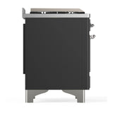 ILVE Majestic III 36-inch Dual Fuel Range with 5 Liquid Propane Burner, Griddle and Solid Door Electric Oven in Graphite Matte with Chrome Trim (UM36FQNR3MGCLP)