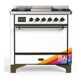 ILVE Majestic III 36-inch Dual Fuel Range with 5 Liquid Propane Burner, Griddle and Solid Door Electric Oven in RAL with Burnished Trim (UM36FQNR3RABLP)