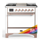 ILVE Majestic III 36-inch Dual Fuel Range with 5 Liquid Propane Burner, Griddle and Solid Door Electric Oven in RAL with Copper Trim (UM36FQNR3RAPLP)