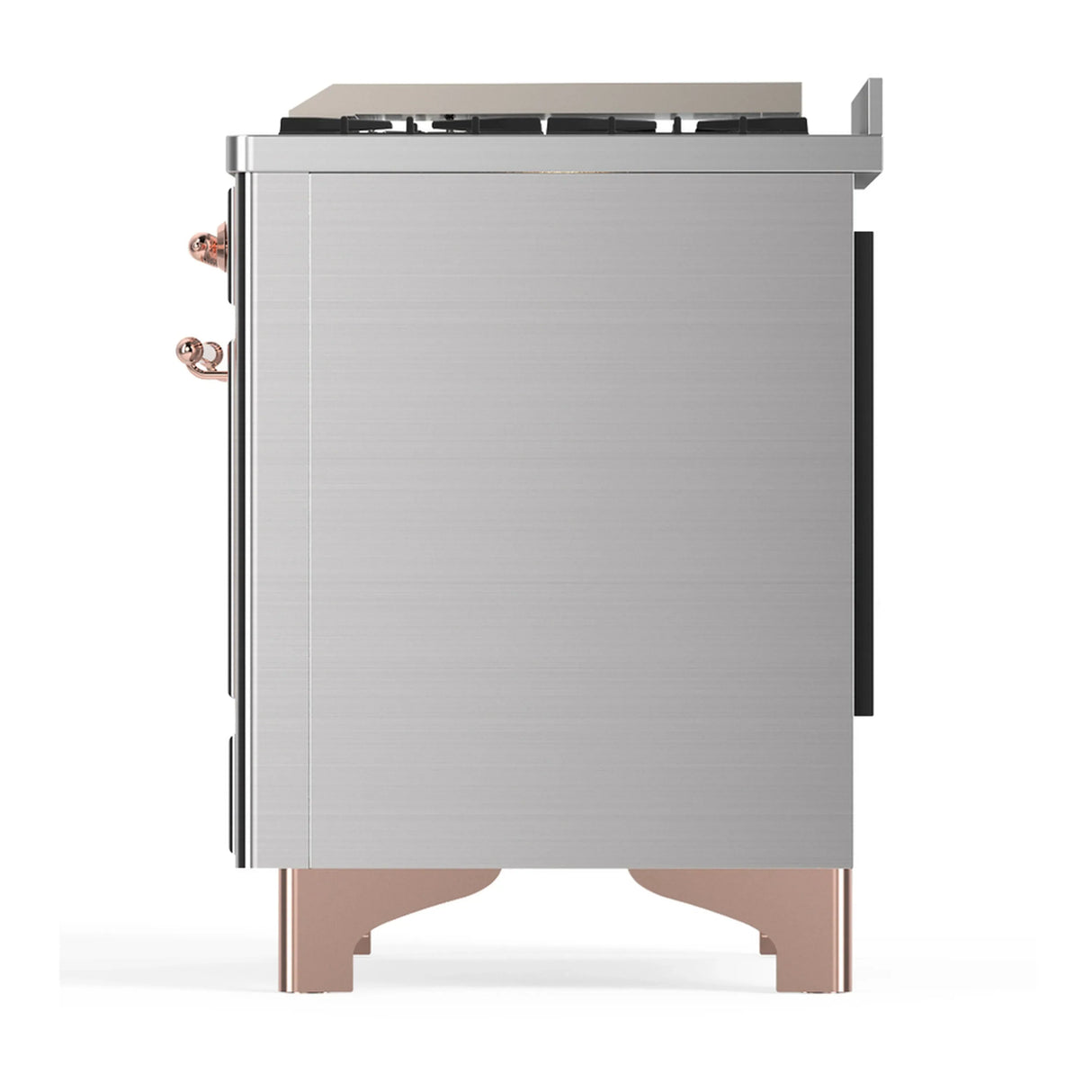 ILVE Majestic III 36-inch Dual Fuel Range with 6 Natural Gas Burner, Griddle and Solid Door Electric Oven in Stainless Steel with Copper Trim (UM36FQNR3SSP)