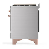 ILVE Majestic III 36-inch Dual Fuel Range with 6 Natural Gas Burner, Griddle and Solid Door Electric Oven in Stainless Steel with Copper Trim (UM36FQNR3SSP)