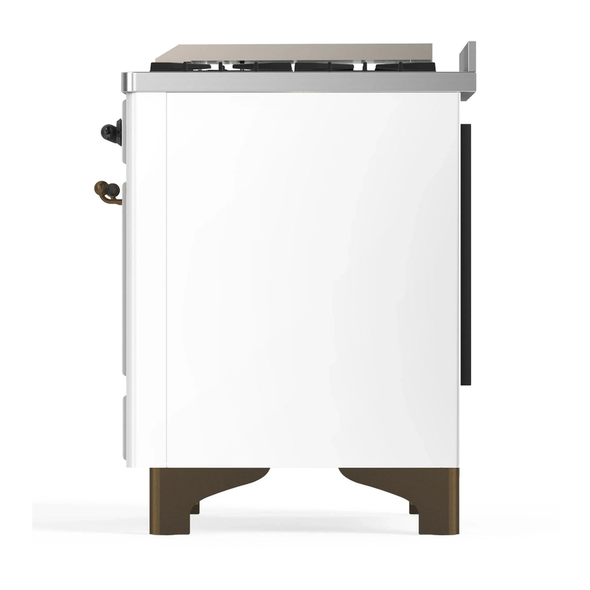 ILVE Majestic III 36-inch Dual Fuel Range with 5 Liquid Propane Burner, Griddle and Solid Door Electric Oven in White with Burnished Trim (UM36FQNR3WHBLP)
