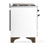 ILVE Majestic III 36-inch Dual Fuel Range with 5 Liquid Propane Burner, Griddle and Solid Door Electric Oven in White with Burnished Trim (UM36FQNR3WHBLP)