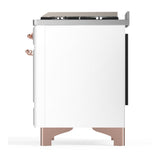 ILVE Majestic III 36-inch Dual Fuel Range with 6 Natural Gas Burner, Griddle and Solid Door Electric Oven in White with Copper Trim (UM36FQNR3WHP)