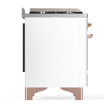 ILVE Majestic III 36-inch Dual Fuel Range with 6 Natural Gas Burner, Griddle and Solid Door Electric Oven in White with Copper Trim (UM36FQNR3WHP)