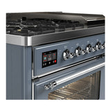 ILVE Majestic III 48-inch Dual Fuel Range with 5 Natural Gas Burner, Griddle and Triple Glass Door Electric Oven in Blue Grey with Chrome Trim (UM48FNR3BGC)