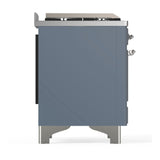 ILVE Majestic III 48-inch Dual Fuel Range with 5 Natural Gas Burner, Griddle and Triple Glass Door Electric Oven in Blue Grey with Chrome Trim (UM48FNR3BGC)