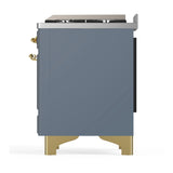 ILVE Majestic III 48-inch Dual Fuel Range with 5 Natural Gas Burner, Griddle and Triple Glass Door Electric Oven in Blue Grey with Brass Trim (UM48FNR3BGG)