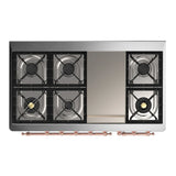 ILVE Majestic III 48-inch Dual Fuel Range with 5 Liquid Propane Burner, Griddle and Triple Glass Door Electric Oven in Blue Grey with Copper Trim (UM48FNR3BGPLP)
