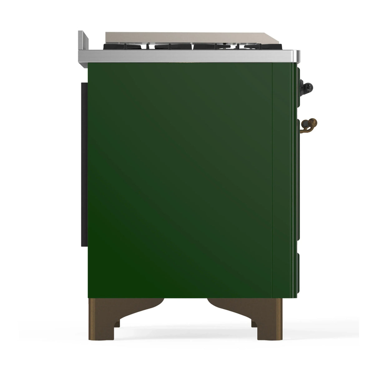 ILVE Majestic III 48-inch Dual Fuel Range with 5 Liquid Propane Burner, Griddle and Triple Glass Door Electric Oven in Emerald Green with Burnished Trim (UM48FNR3EGBLP)