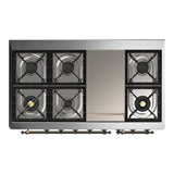 ILVE Majestic III 48-inch Dual Fuel Range with 5 Natural Gas Burner, Griddle and Triple Glass Door Electric Oven in Graphite Matte with Burnished Trim (UM48FNR3MGB)