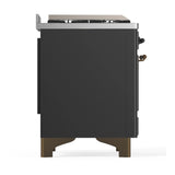ILVE Majestic III 48-inch Dual Fuel Range with 5 Natural Gas Burner, Griddle and Triple Glass Door Electric Oven in Graphite Matte with Burnished Trim (UM48FNR3MGB)