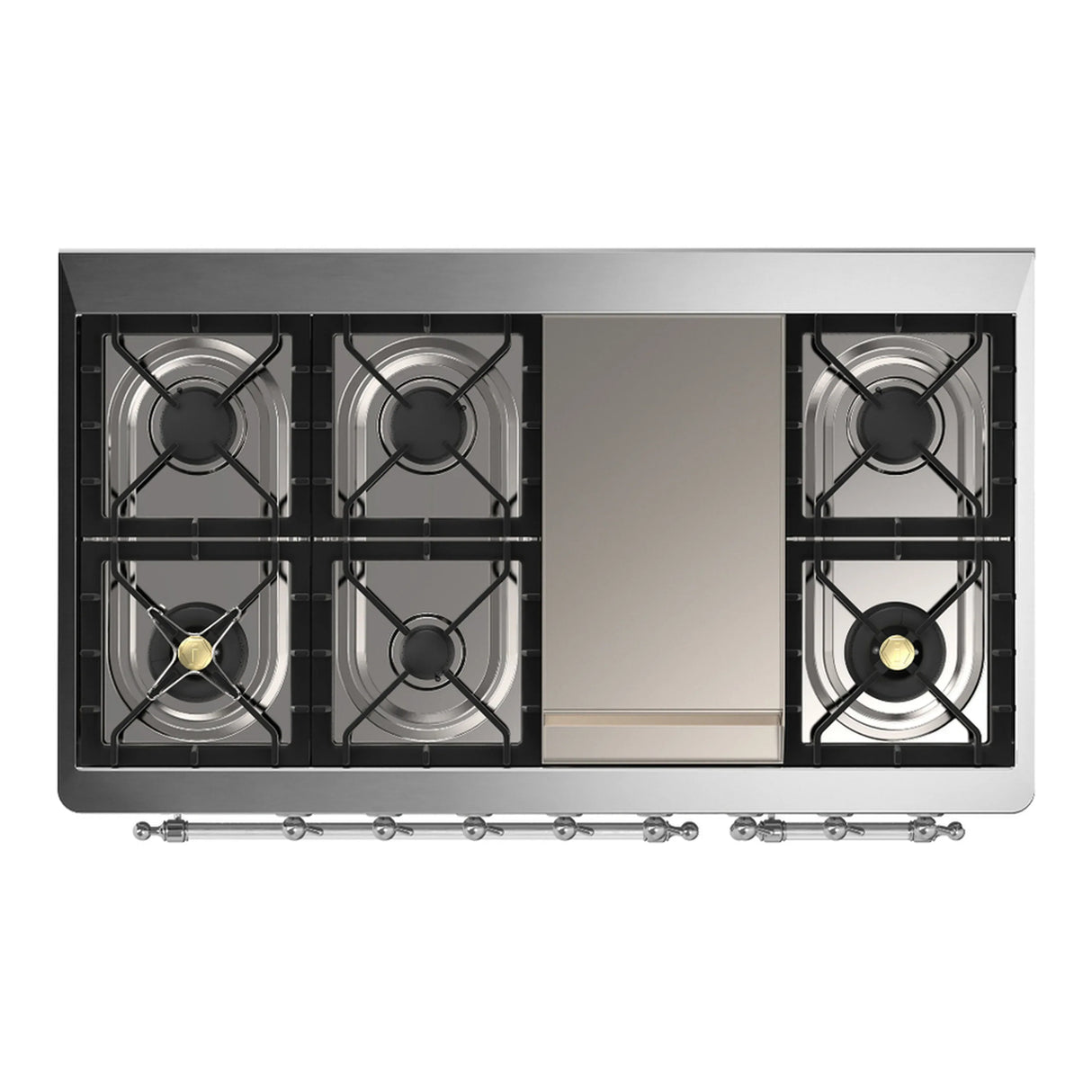 ILVE Majestic III 48-inch Dual Fuel Range with 5 Natural Gas Burner, Griddle and Triple Glass Door Electric Oven in Graphite Matte with Chrome Trim (UM48FNR3MGC)