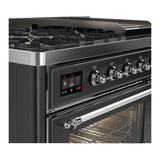ILVE Majestic III 48-inch Dual Fuel Range with 5 Natural Gas Burner, Griddle and Triple Glass Door Electric Oven in Graphite Matte with Chrome Trim (UM48FNR3MGC)