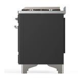 ILVE Majestic III 48-inch Dual Fuel Range with 5 Natural Gas Burner, Griddle and Triple Glass Door Electric Oven in Graphite Matte with Chrome Trim (UM48FNR3MGC)