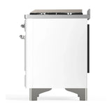 ILVE Majestic III 48-inch Dual Fuel Range with 5 Natural Gas Burner, Griddle and Triple Glass Door Electric Oven in White with Chrome Trim (UM48FNR3WHC)