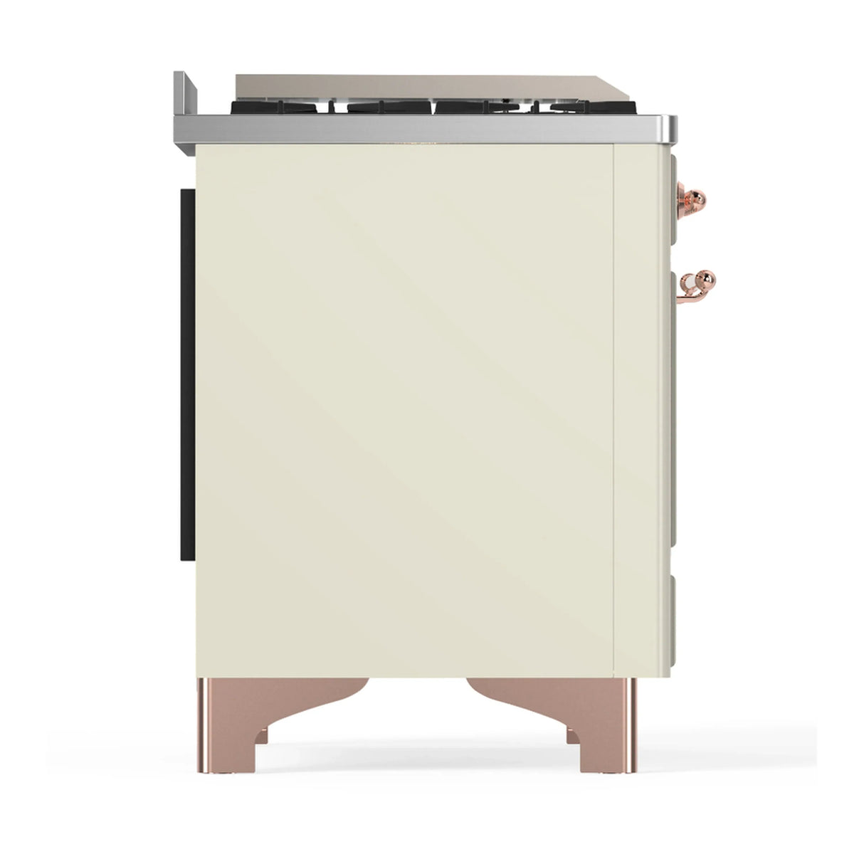 ILVE Majestic III 48-inch Dual Fuel Range with 5 Liquid Propane Burner, Griddle and Solid Door Electric Oven in Antique White with Copper Trim (UM48FQNR3AWPLP)