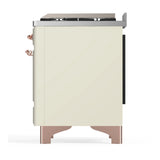 ILVE Majestic III 48-inch Dual Fuel Range with 5 Liquid Propane Burner, Griddle and Solid Door Electric Oven in Antique White with Copper Trim (UM48FQNR3AWPLP)