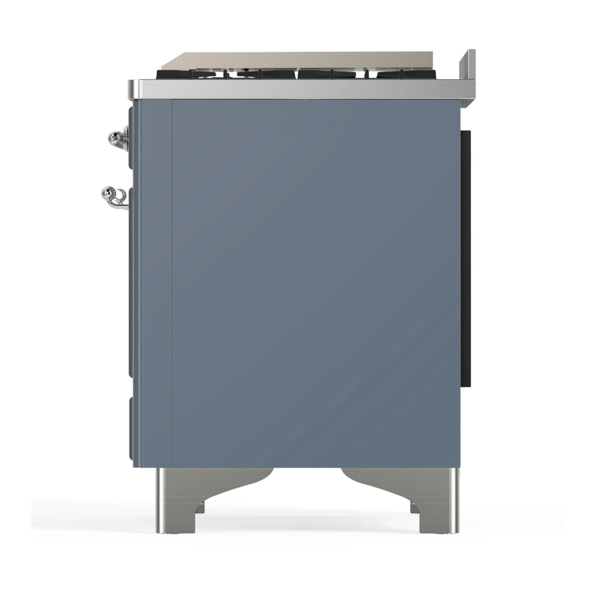 ILVE Majestic III 48-inch Dual Fuel Range with 5 Liquid Propane Burner, Griddle and Solid Door Electric Oven in Blue Grey with Chrome Trim (UM48FQNR3BGCLP)