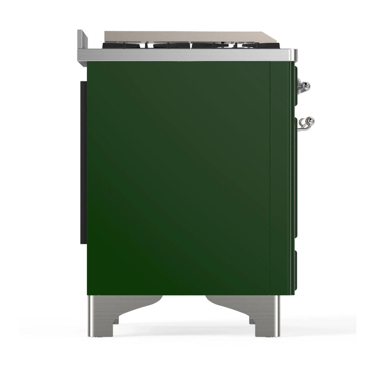 ILVE Majestic III 48-inch Dual Fuel Range with 5 Liquid Propane Burner, Griddle and Solid Door Electric Oven in Emerald Green with Chrome Trim (UM48FQNR3EGCLP)