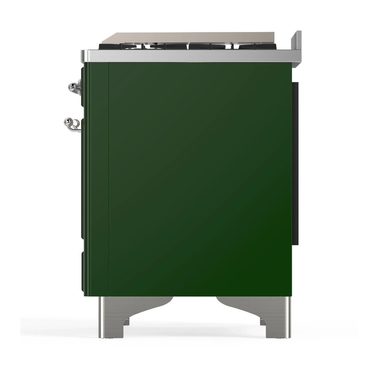 ILVE Majestic III 48-inch Dual Fuel Range with 5 Liquid Propane Burner, Griddle and Solid Door Electric Oven in Emerald Green with Chrome Trim (UM48FQNR3EGCLP)