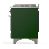 ILVE Majestic III 48-inch Dual Fuel Range with 5 Natural Gas Burner, Griddle and Solid Door Electric Oven in Emerald Green with Chrome Trim (UM48FQNR3EGC)