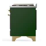 ILVE Majestic III 48-inch Dual Fuel Range with 5 Natural Gas Burner, Griddle and Solid Door Electric Oven in Emerald Green with Brass Trim (UM48FQNR3EGG)