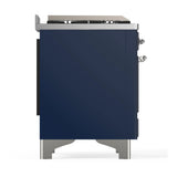 ILVE Majestic III 48-inch Dual Fuel Range with 5 Natural Gas Burner, Griddle and Solid Door Electric Oven in Midnight Blue with Chrome Trim (UM48FQNR3MBC)