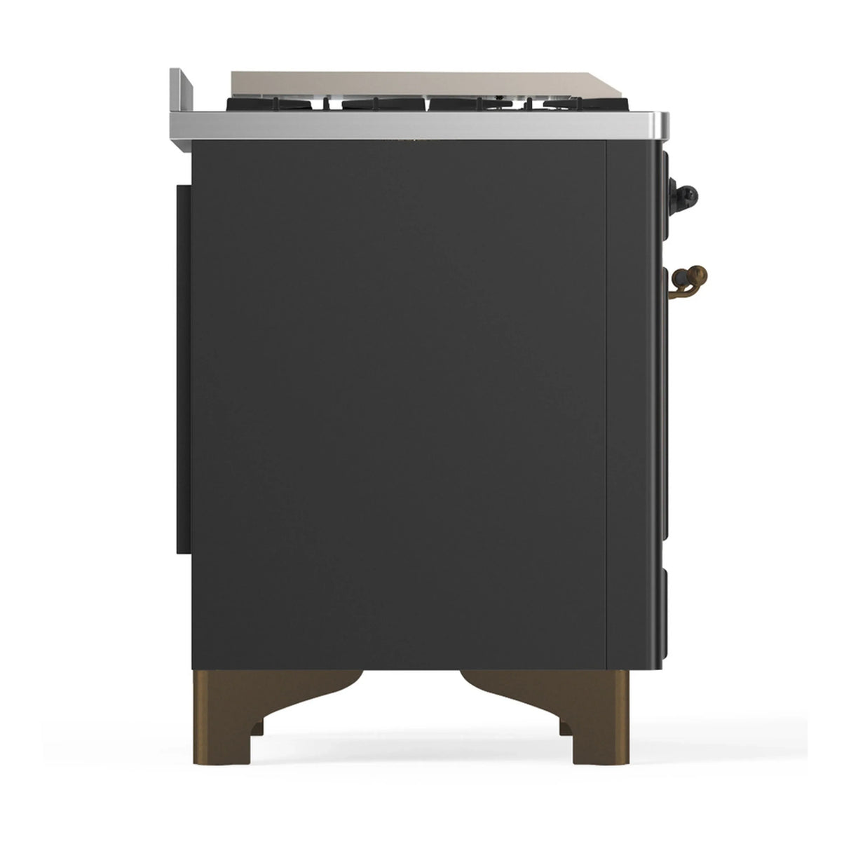ILVE Majestic III 48-inch Dual Fuel Range with 5 Liquid Propane Burner, Griddle and Solid Door Electric Oven in Graphite Matte with Burnished Trim (UM48FQNR3MGBLP)