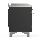 ILVE Majestic III 48-inch Dual Fuel Range with 5 Natural Gas Burner, Griddle and Solid Door Electric Oven in Graphite Matte with Chrome Trim (UM48FQNR3MGC)
