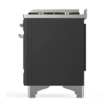ILVE Majestic III 48-inch Dual Fuel Range with 5 Natural Gas Burner, Griddle and Solid Door Electric Oven in Graphite Matte with Chrome Trim (UM48FQNR3MGC)
