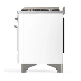 ILVE Majestic III 48-inch Dual Fuel Range with 5 Natural Gas Burner, Griddle and Solid Door Electric Oven in White with Chrome Trim (UM48FQNR3WHC)