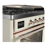 ILVE Majestic III 48-inch Dual Fuel Range with 5 Natural Gas Burner, Griddle, French Top and Triple Glass Door Electric Oven in Antique White with Copper Trim (UM48FSNR3AWP)