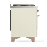 ILVE Majestic III 48-inch Dual Fuel Range with 5 Natural Gas Burner, Griddle, French Top and Triple Glass Door Electric Oven in Antique White with Copper Trim (UM48FSNR3AWP)