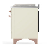 ILVE Majestic III 48-inch Dual Fuel Range with 5 Natural Gas Burner, Griddle, French Top and Triple Glass Door Electric Oven in Antique White with Copper Trim (UM48FSNR3AWP)