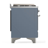 ILVE Majestic III 48-inch Dual Fuel Range with 5 Liquid Propane Burner, Griddle, French Top and Triple Glass Door Electric Oven in Blue Grey with Chrome Trim (UM48FSNR3BGCLP)