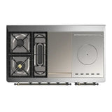 ILVE Majestic III 48-inch Dual Fuel Range with 5 Liquid Propane Burner, Griddle, French Top and Triple Glass Door Electric Oven in RAL with Burnished Trim (UM48FSNR3RABLP)
