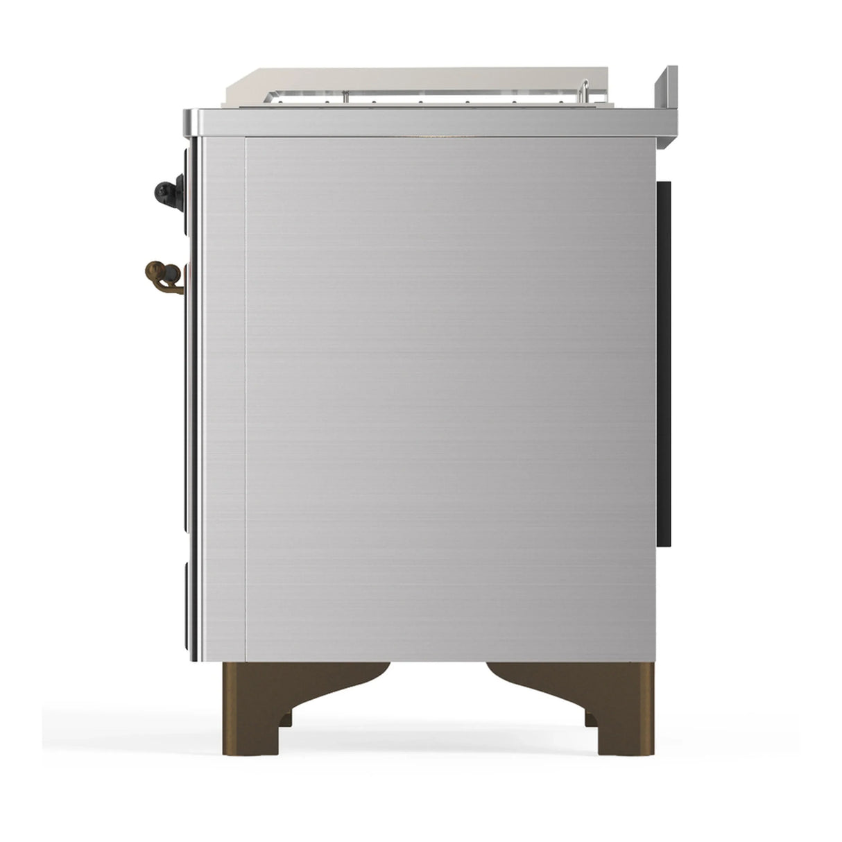 ILVE Majestic III 48-inch Dual Fuel Range with 5 Liquid Propane Burner, Griddle, French Top and Triple Glass Door Electric Oven in Stainless Steel with Burnished Trim (UM48FSNR3SSBLP)