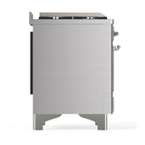 ILVE Majestic III 48-inch Dual Fuel Range with 5 Liquid Propane Burner, Griddle, French Top and Triple Glass Door Electric Oven in Stainless Steel with Chrome Trim (UM48FSNR3SSCLP)