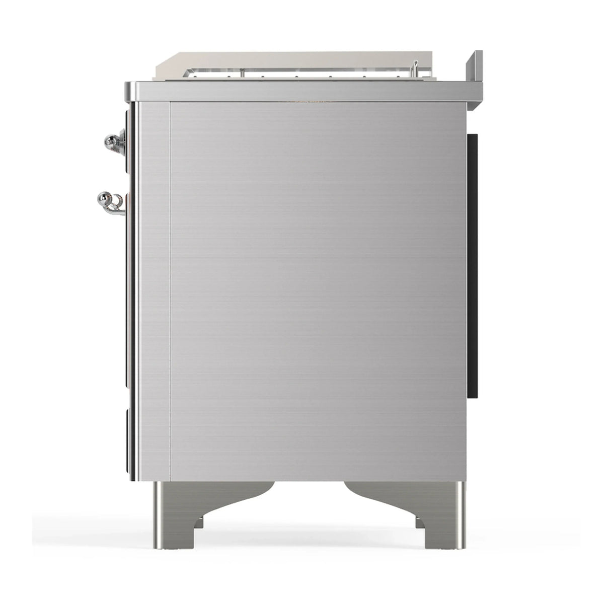 ILVE Majestic III 48-inch Dual Fuel Range with 5 Liquid Propane Burner, Griddle, French Top and Triple Glass Door Electric Oven in Stainless Steel with Chrome Trim (UM48FSNR3SSCLP)