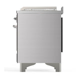 ILVE Majestic III 48-inch Dual Fuel Range with 5 Liquid Propane Burner, Griddle, French Top and Triple Glass Door Electric Oven in Stainless Steel with Chrome Trim (UM48FSNR3SSCLP)