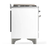ILVE Majestic III 48-inch Dual Fuel Range with 5 Liquid Propane Burner, Griddle, French Top and Triple Glass Door Electric Oven in White with Chrome Trim (UM48FSNR3WHCLP)